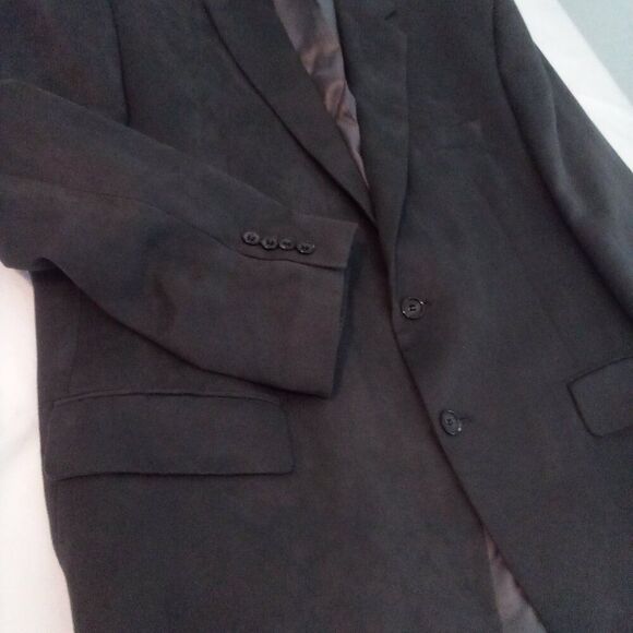CHAPS RALPH LAUREN 48R DARK GREY MICROSUEDE SUIT SPORTS JACKET 2 BUTTON BLAZER - Picture 4 of 4